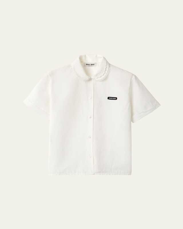 Short-Sleeve Crop Button-Down Shirt